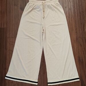 Fun Cream Wide-Leg Lounge Pants...NWOT